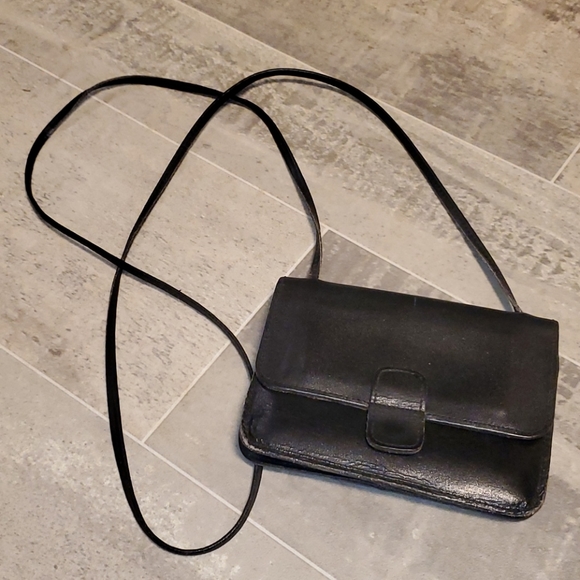 GUC Vintage Black Leather Mini Crossbody